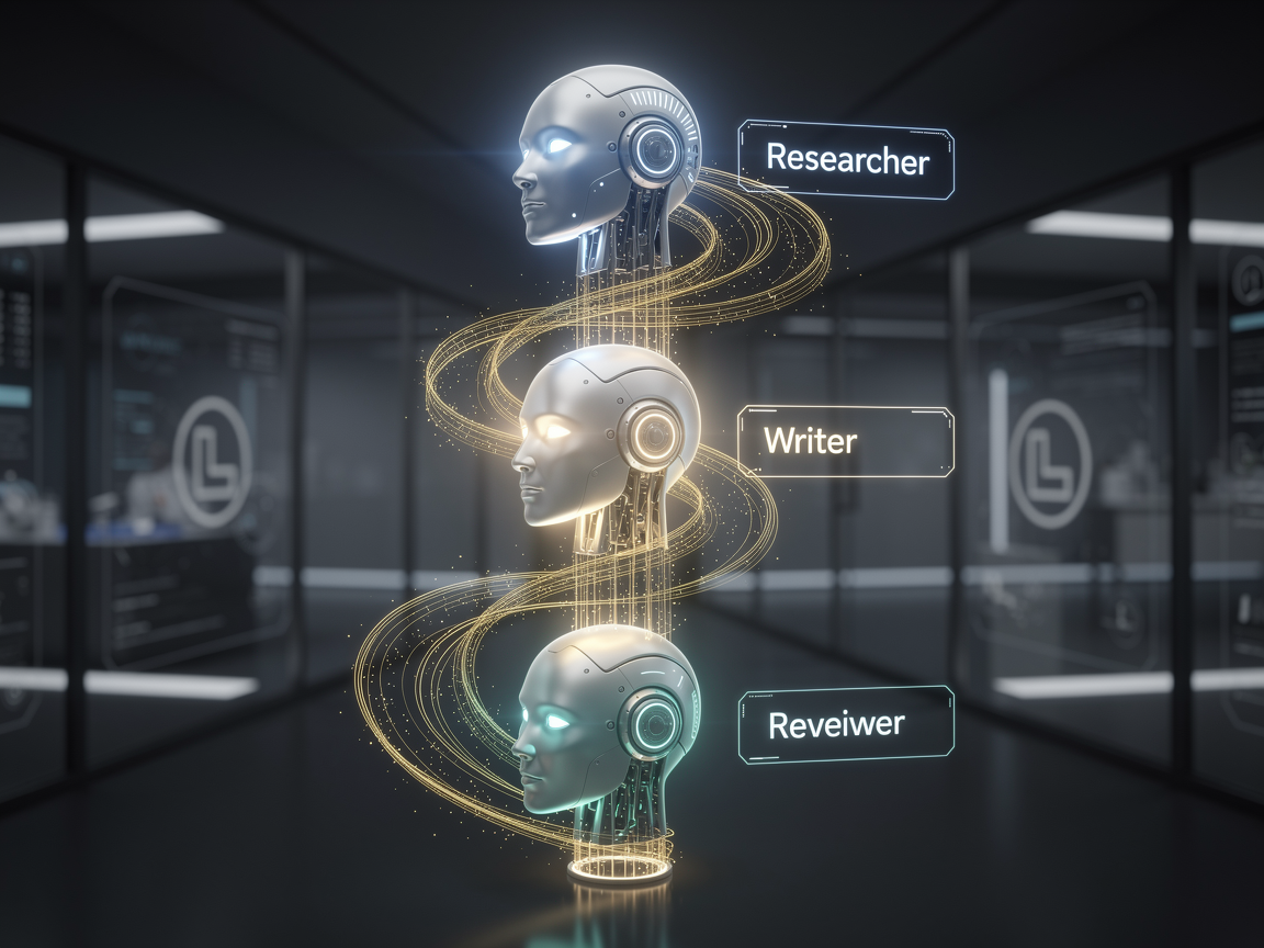 A technical diagram showing the flow of data between multiple AI agents in a Laravel 13 pipeline