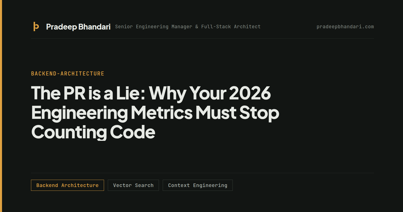 Branded cover card: The PR is a Lie: Why Your 2026 Engineering Metrics Must Stop Counting Code