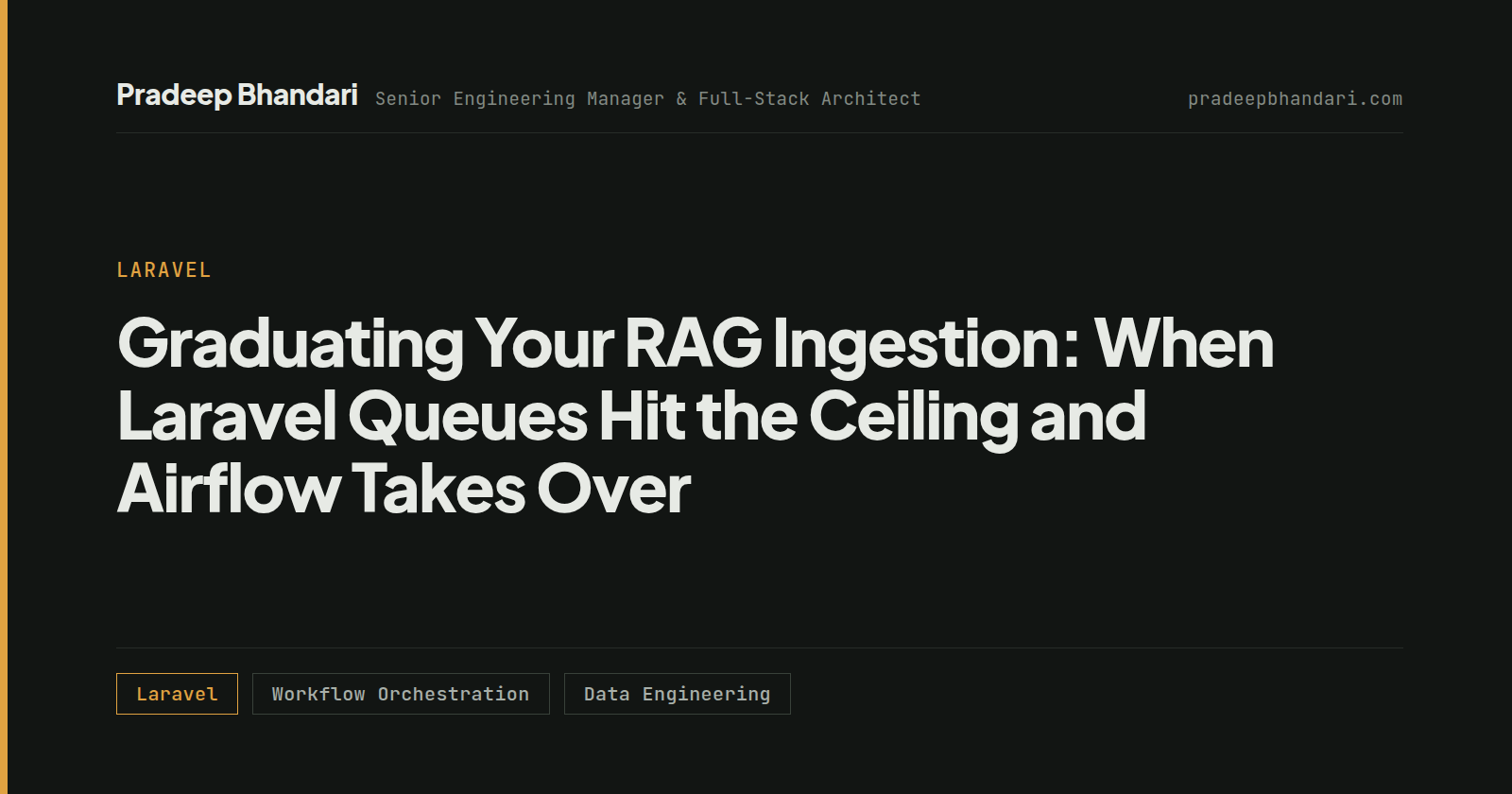 Branded cover card: Graduating Your RAG Ingestion: When Laravel Queues Hit the Ceiling and Airflow Takes Over