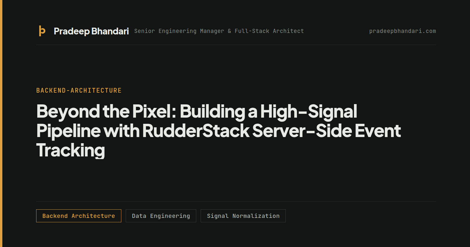 Branded cover card: Beyond the Pixel: Building a High-Signal Pipeline with RudderStack Server-Side Event Tracking