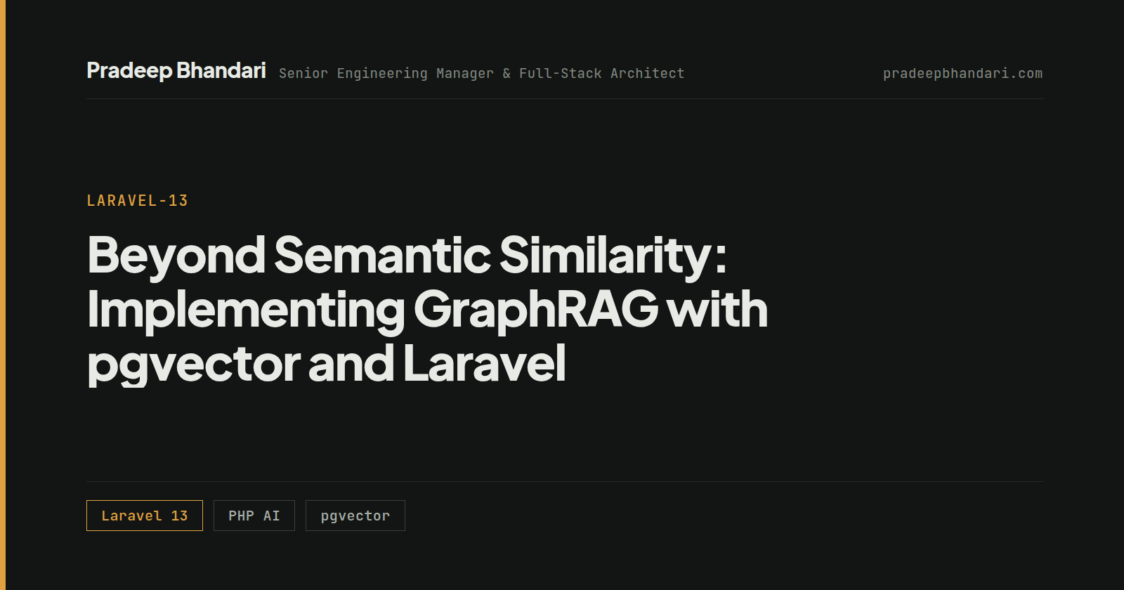 Branded cover card: Beyond Semantic Similarity: Implementing GraphRAG with pgvector and Laravel
